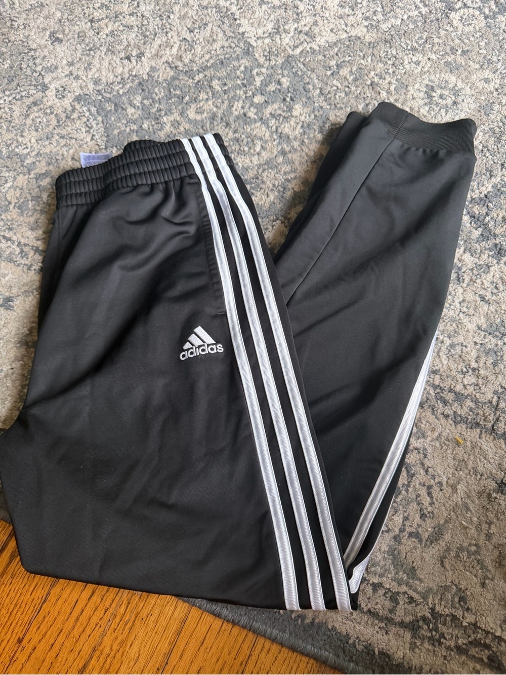 adidas Black Jogger Sweatpants with White Three-Stripes
